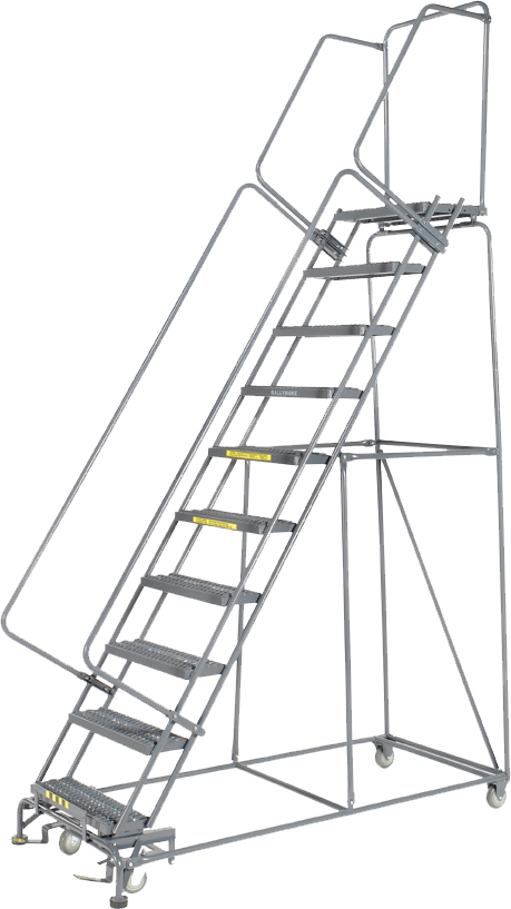 Rolling Ladder - M-2000 Series - 10 Step, Handrails - Ballymore