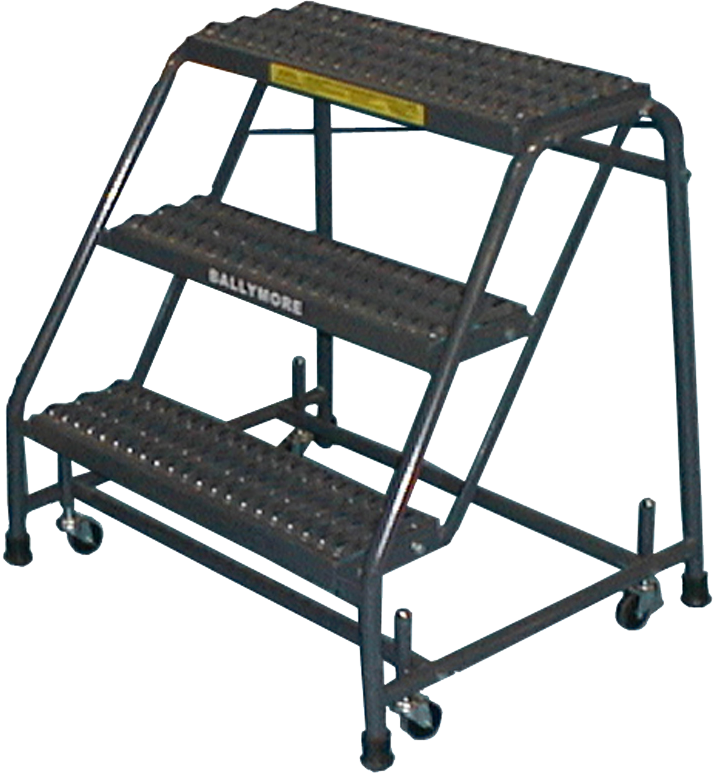 Spring Loaded Caster Ladder - 3 Step, No Handrails - Ballymore