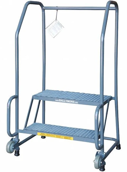 Spring Loaded Caster Ladder - 2 Step, Handrails - Ballymore