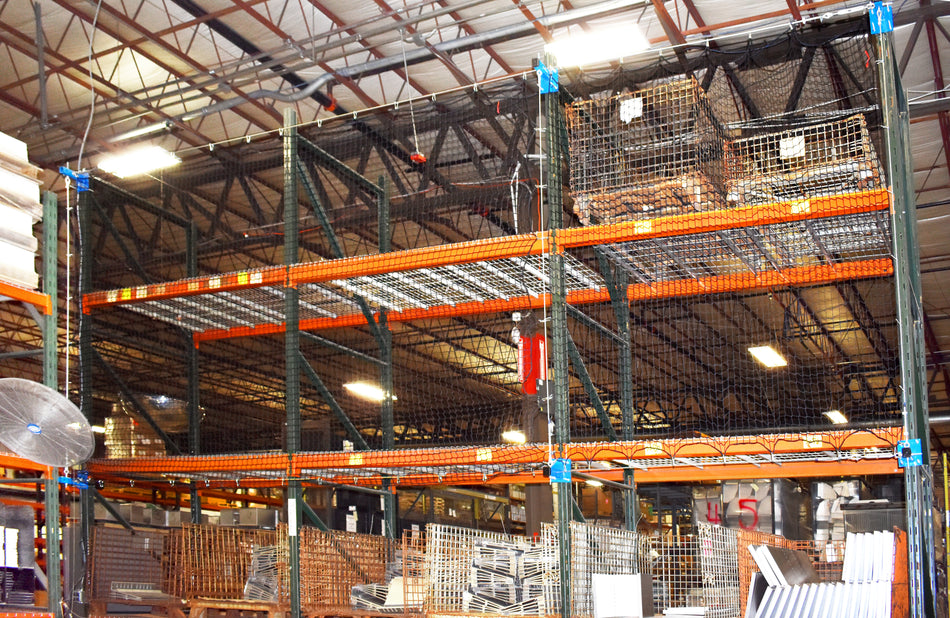 Rack Netting w/ Offset Brackets - 9ft Width - 2" Netting - Eagle Material Handling