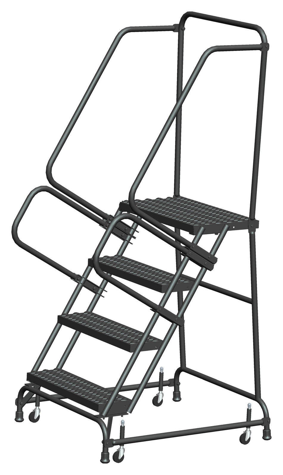 Spring Loaded Caster Ladder - 4 Step, Handrails - Ballymore