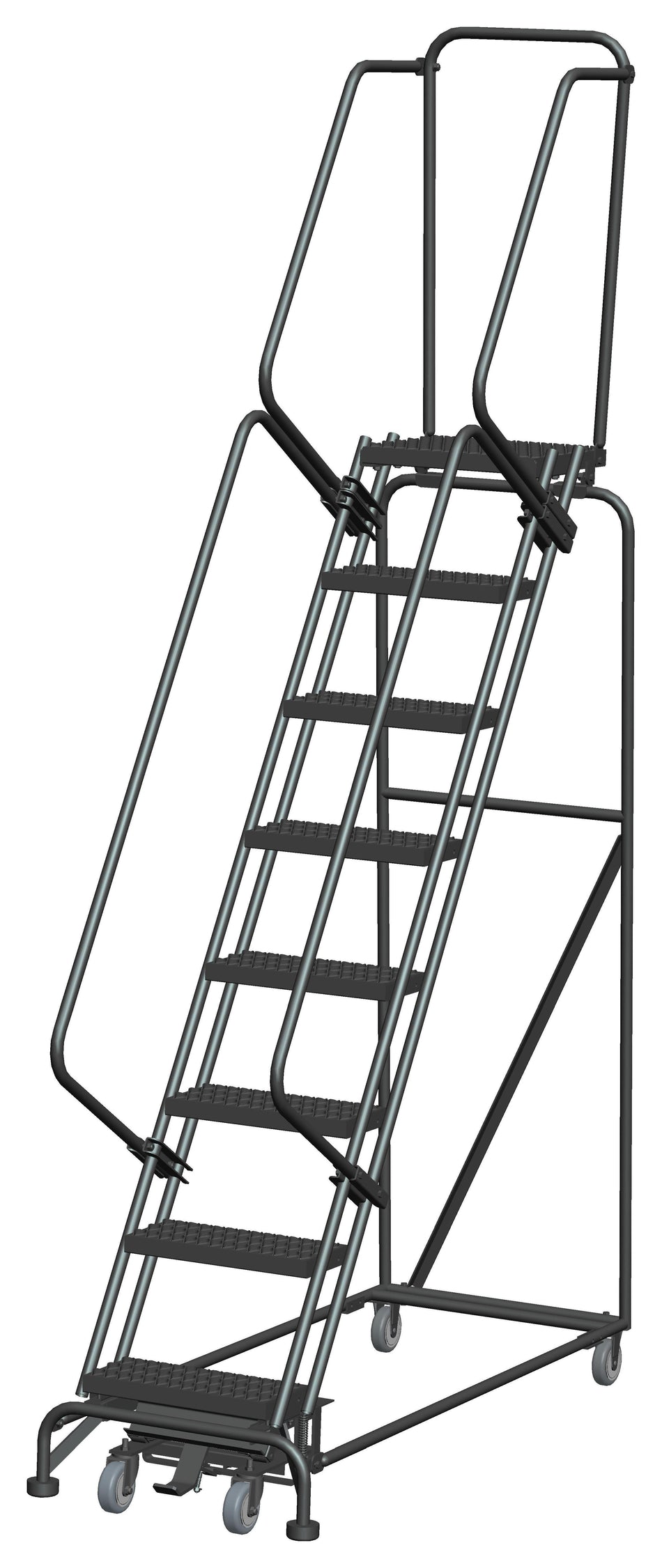 Rolling Ladder - Weight-Actuated - 8 Step, Handrails - Ballymore