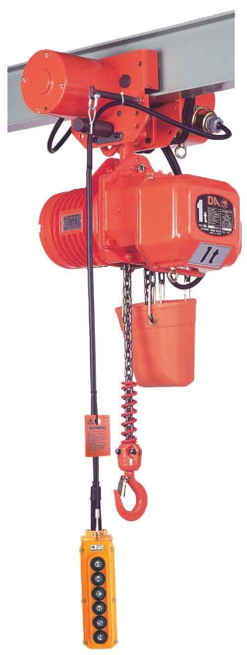 5 ton Electric Chain Hoist w/ Motorized Trolley - Elephant DAM - Single Speed 460v Three Phase