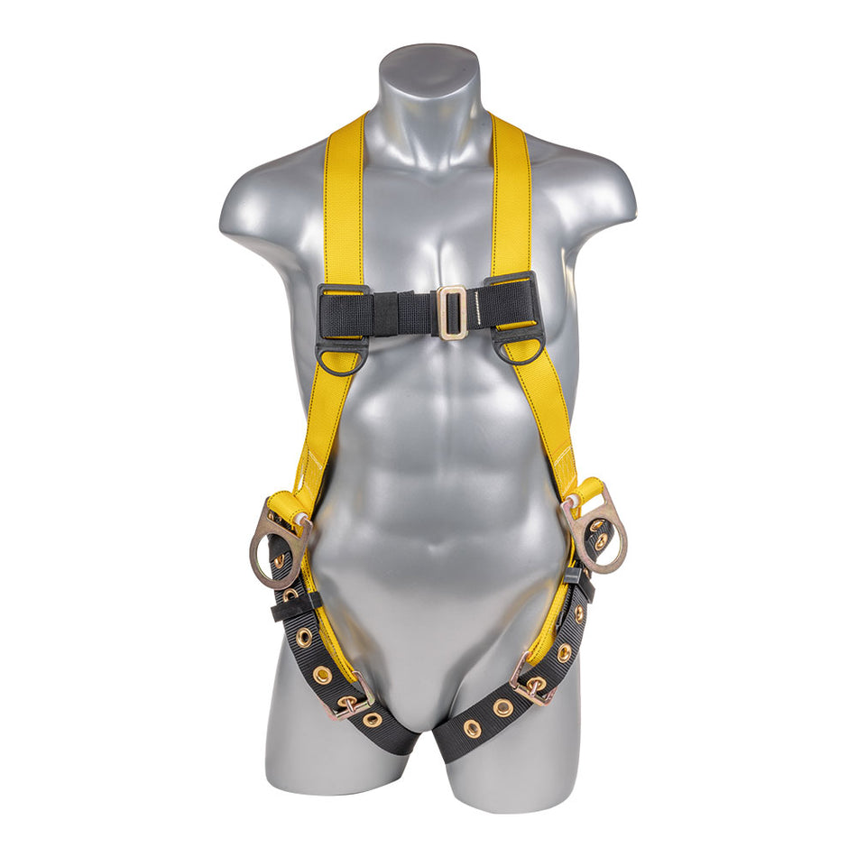 Safety Harness, 3pt., Grommet Legs, Back/Side D-Rings