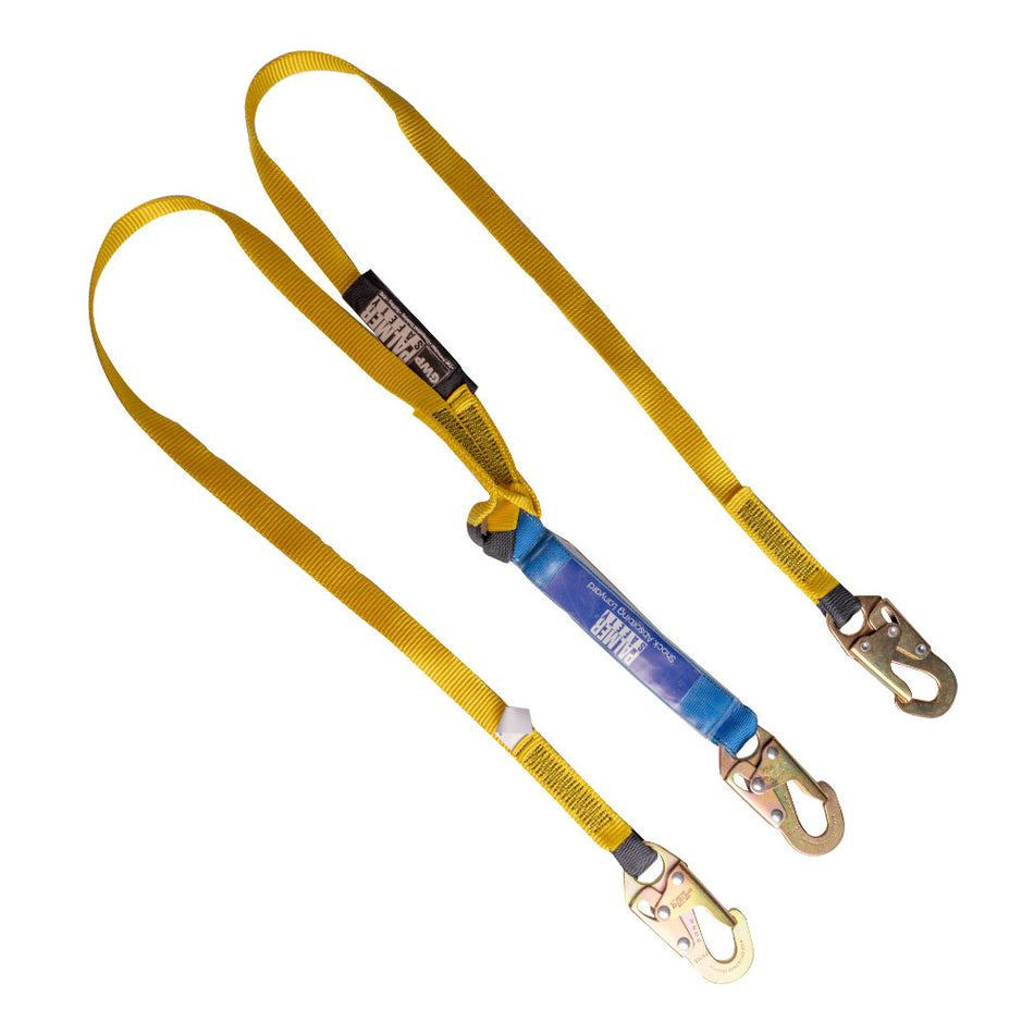 6ft Double Leg Shock Absorbing Lanyard w/ Snaphooks