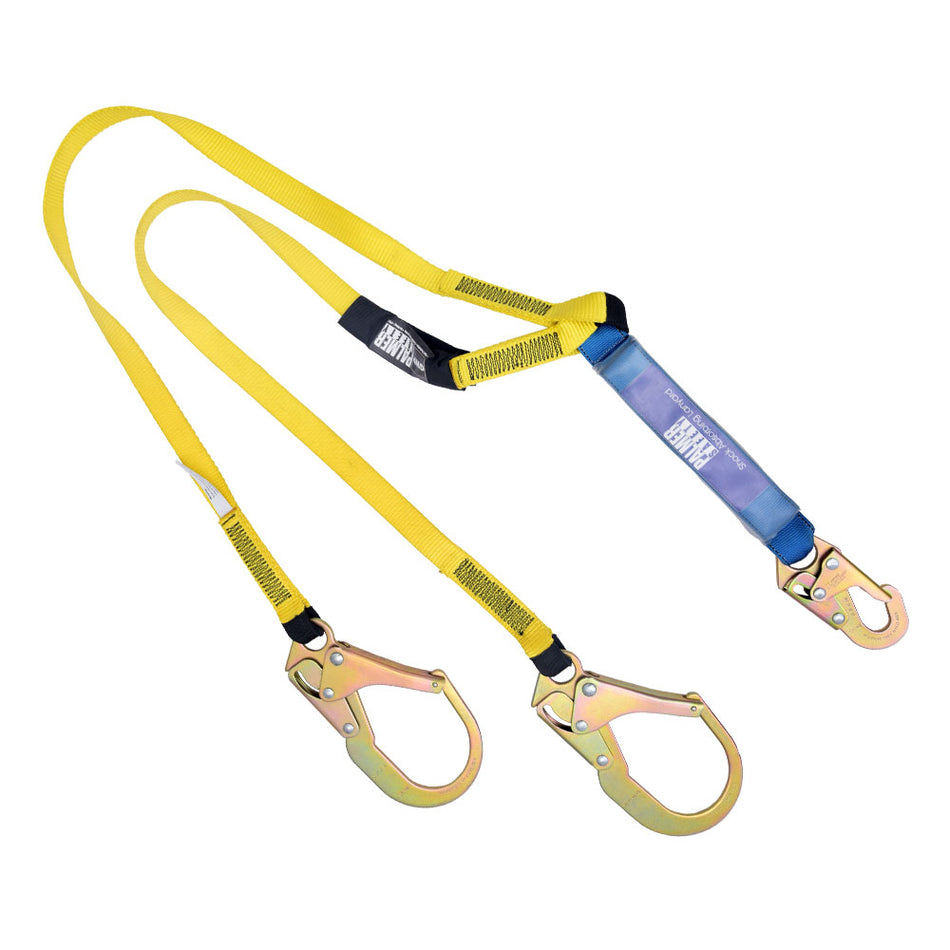 6ft Double Leg Shock Absorbing Lanyard w/ Rebar Hooks