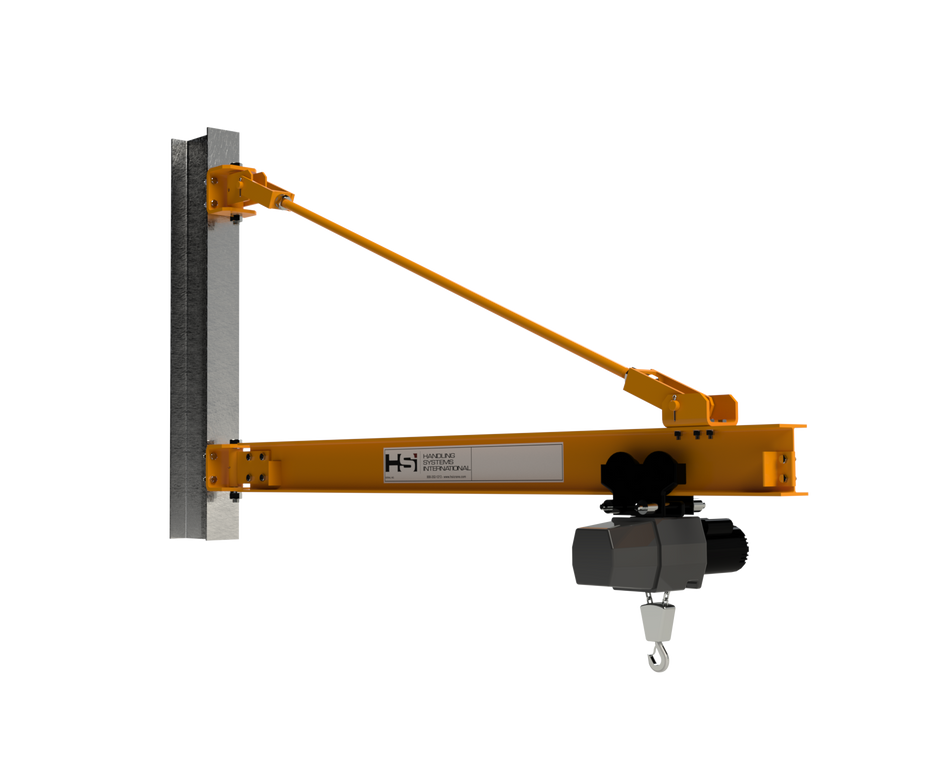 1/4 ton Jib Crane - 18ft Span - Tie Rod Style Wall/Column Mount