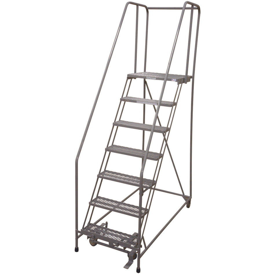 Rolling Ladder - Series 1000 - 7 Step, Handrails - Cotterman