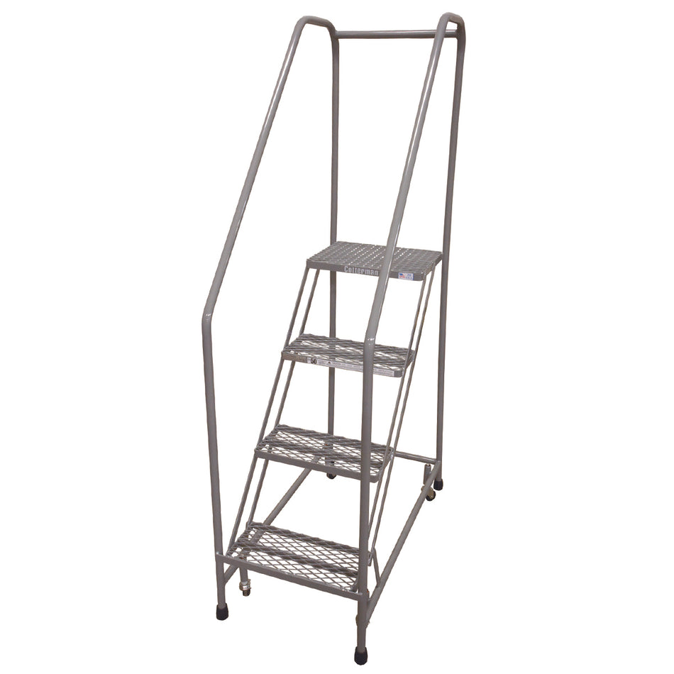 Rolling Ladder - Series 1200 - 4 Step, Handrails - Cotterman