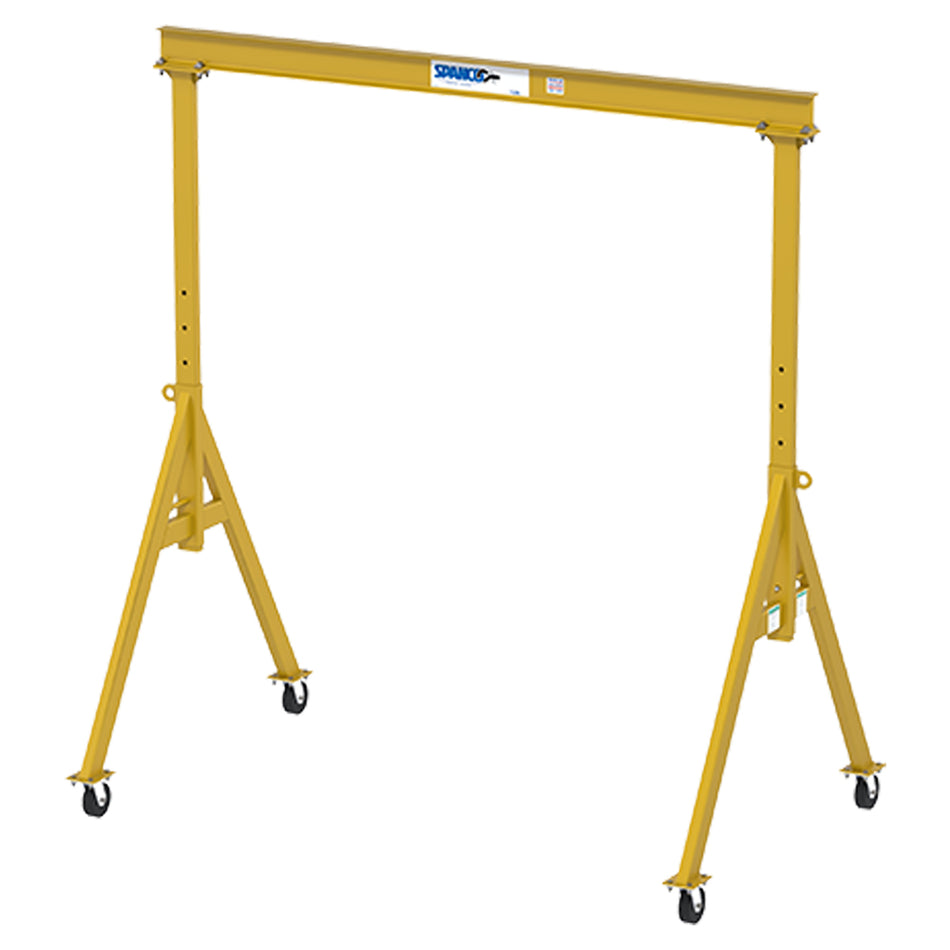 3 ton Steel Gantry Crane, 10'-0" Span, 12-10" Height Under Beam, Adjustable Height